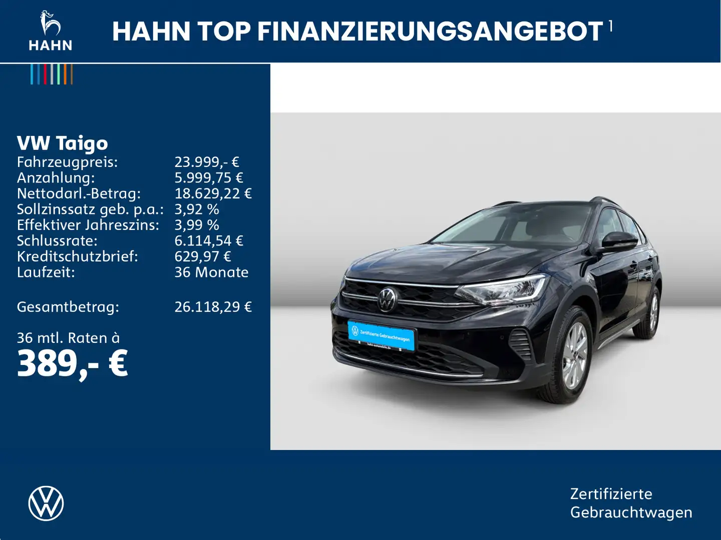 Volkswagen Taigo 1.5TSI DSG Life Dig.Cock.PDC LED Navi Sitz Schwarz - 2
