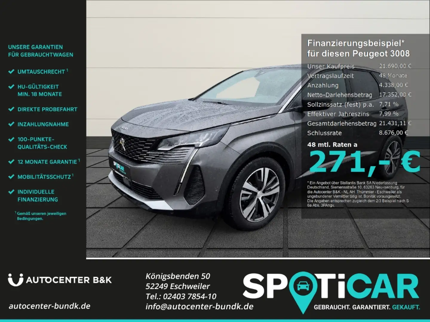 Peugeot 3008 PureTech 130 EAT8 Allure Pack Navi Digitales Cockp Grau - 1