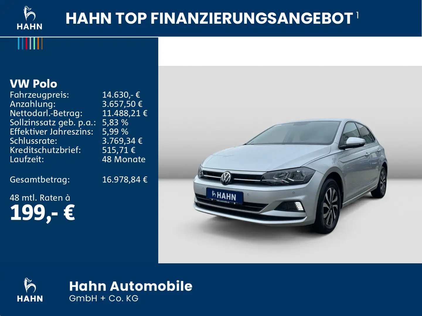Volkswagen Polo 1.0TSI Active Navi Sitzh Climatr PDC Silber - 2