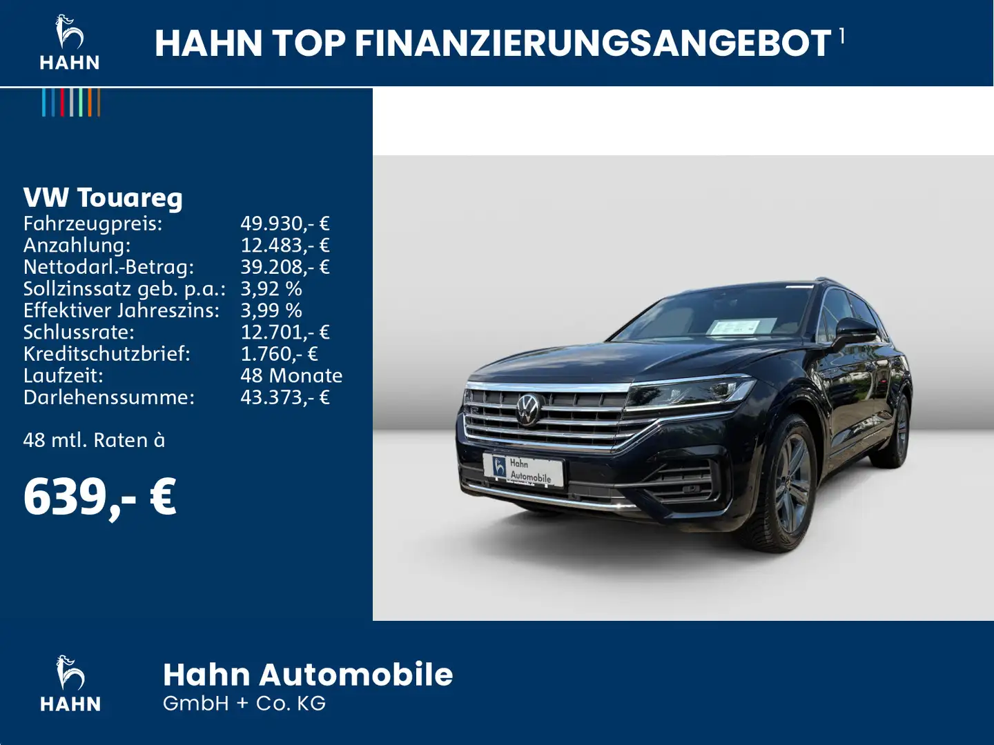 Volkswagen Touareg R-Line 4Mo AHK CAM LED LUFT LEDER NAVI Blau - 2