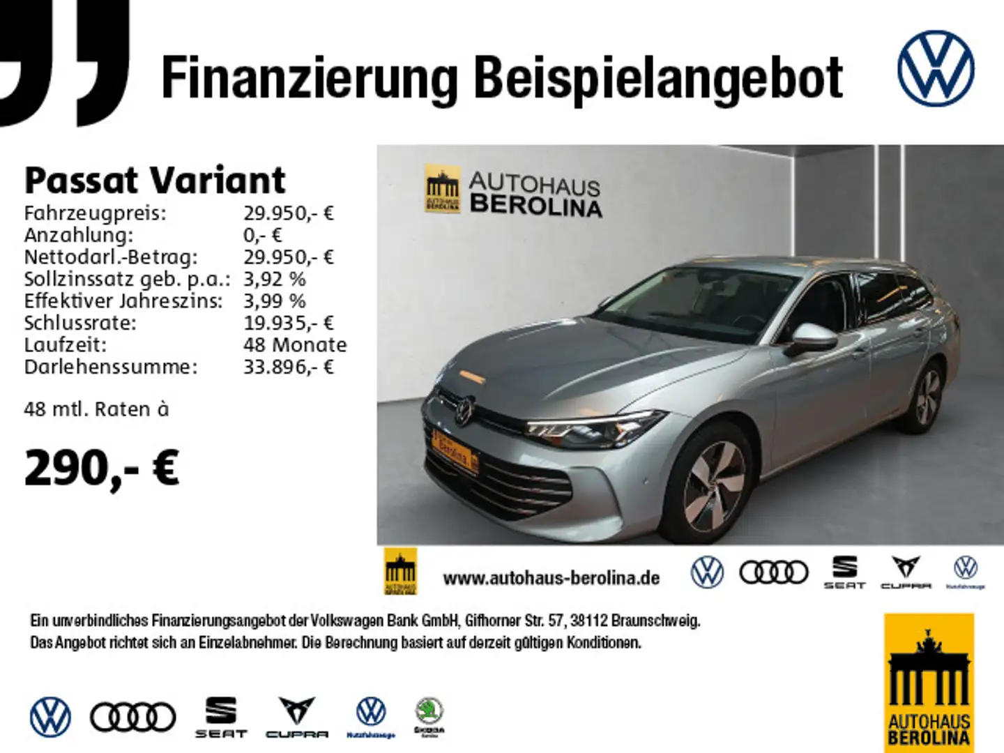 Volkswagen Passat Variant 1.5 eTSI Business DSG *IQ.DRIVE* Silber - 1
