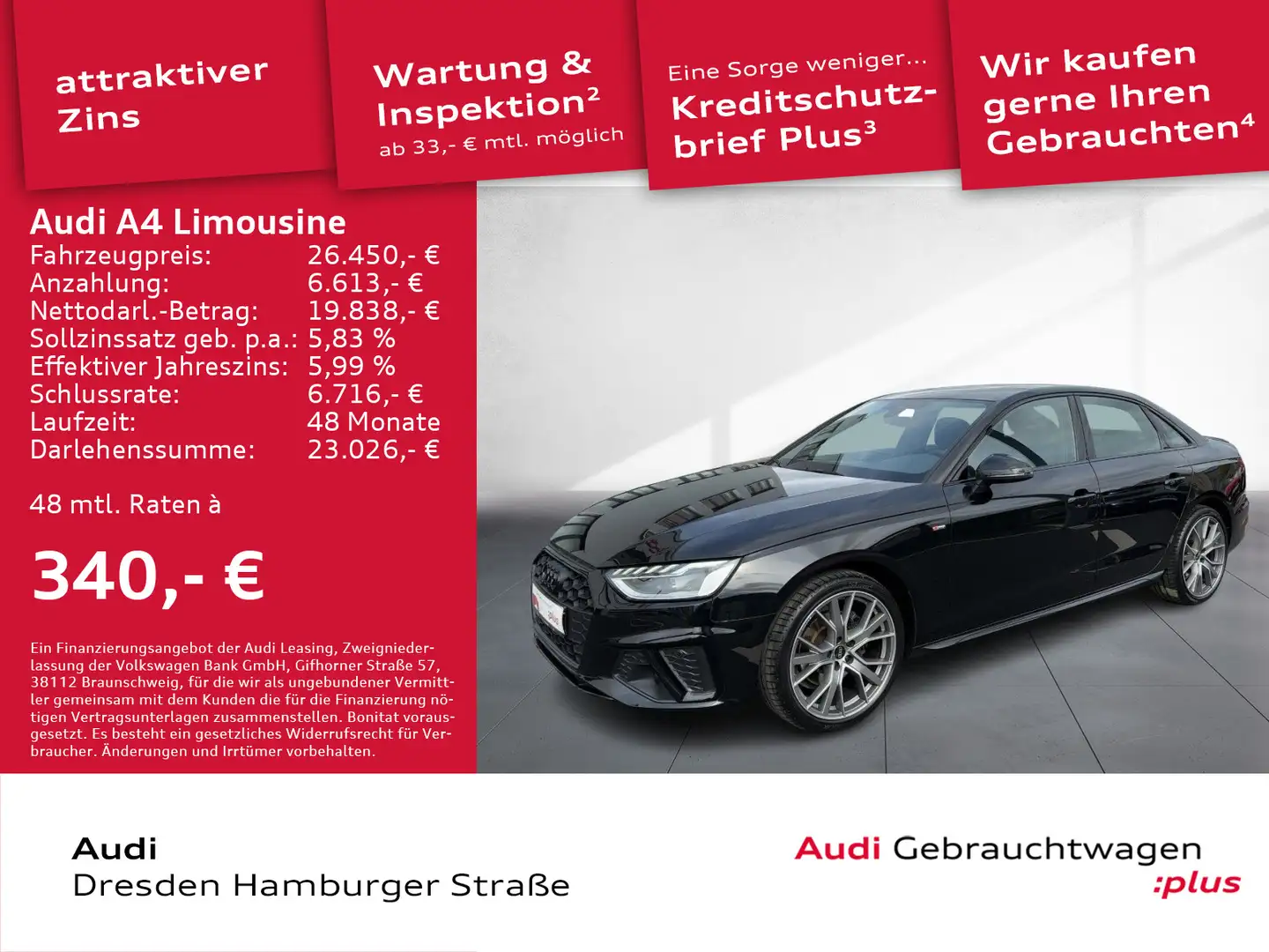 Audi A4 35 TFSI S line Matrix Standhz. AHZV Schwarz - 1