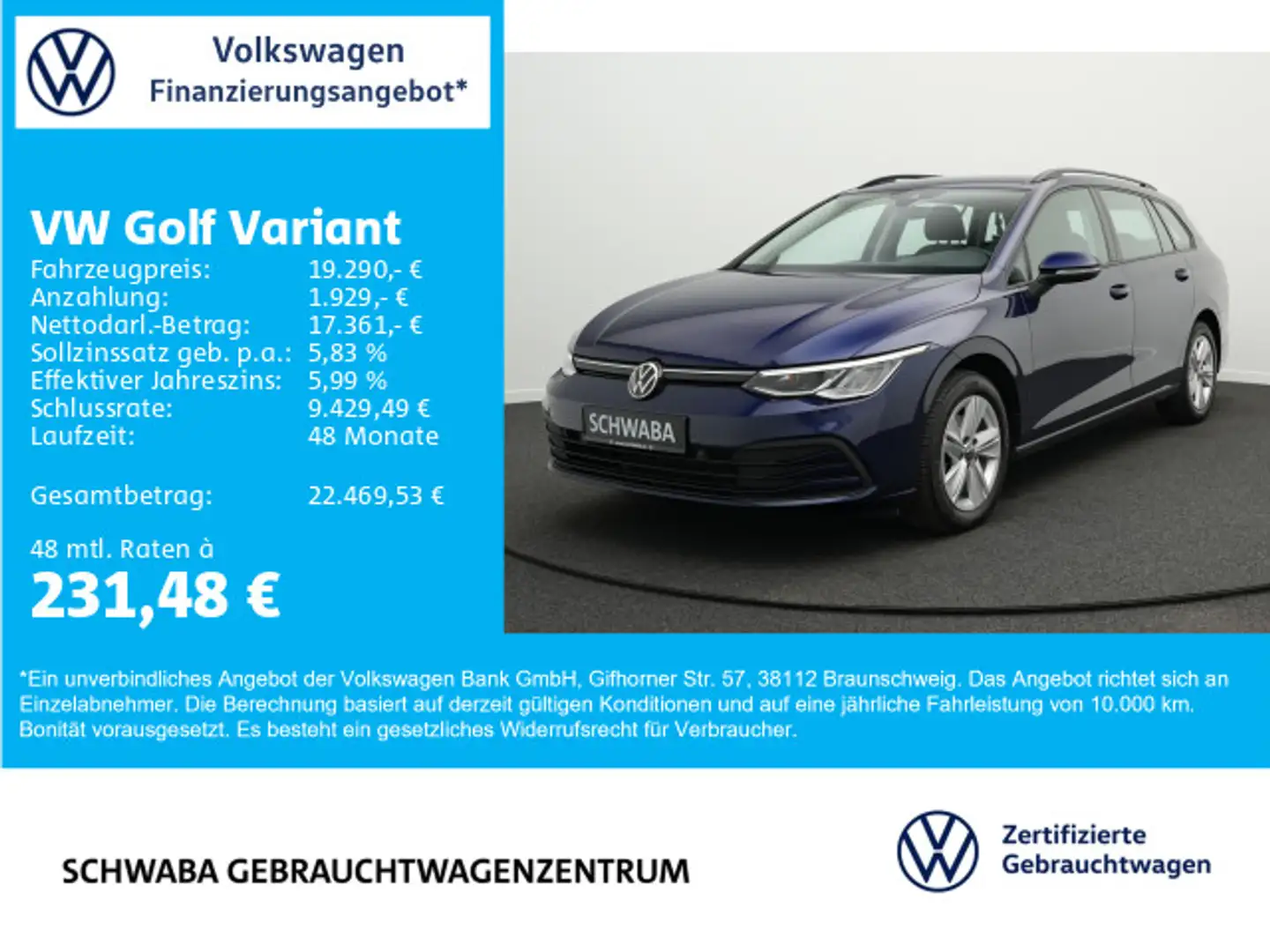 Volkswagen Golf Variant Golf VIII Variant Life 1.5 TSI*LED*ACC*R-KAM*16" Blau - 1