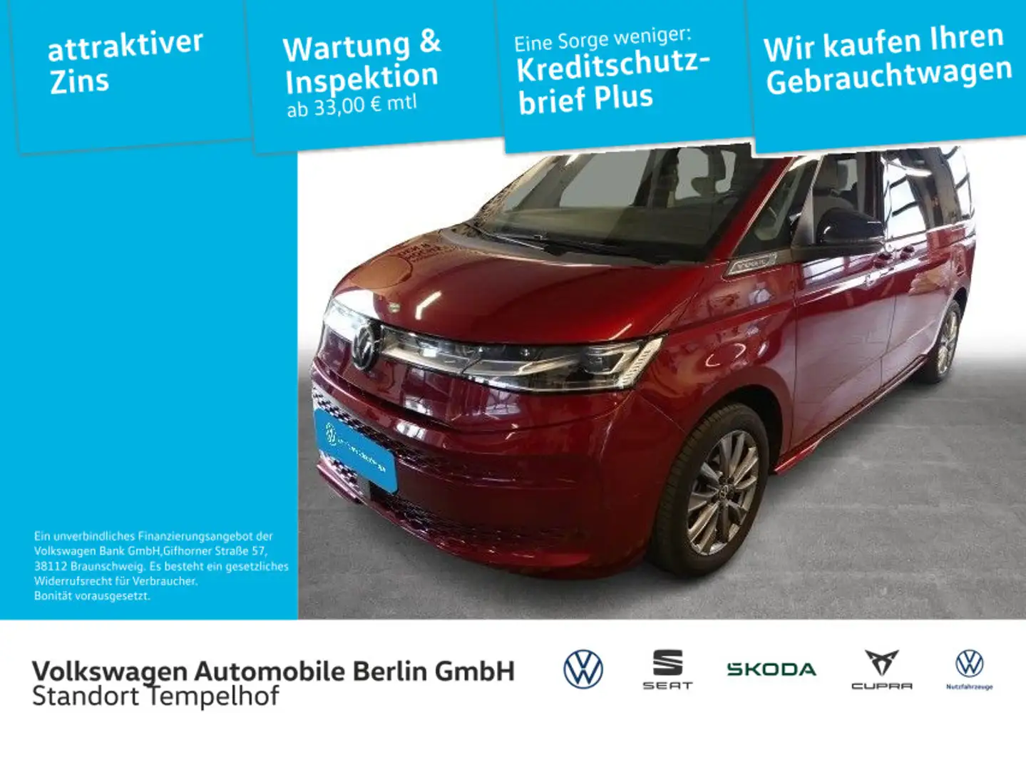 Volkswagen T7 Multivan 1.4TSI DSG eHybrid Energetic AHK P-DACH Rot - 1