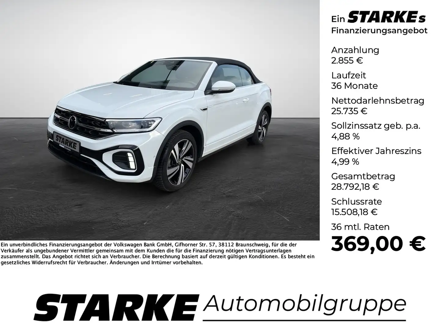 Volkswagen T-Roc Cabriolet 1.5 TSI DSG R-Line Weiß - 1