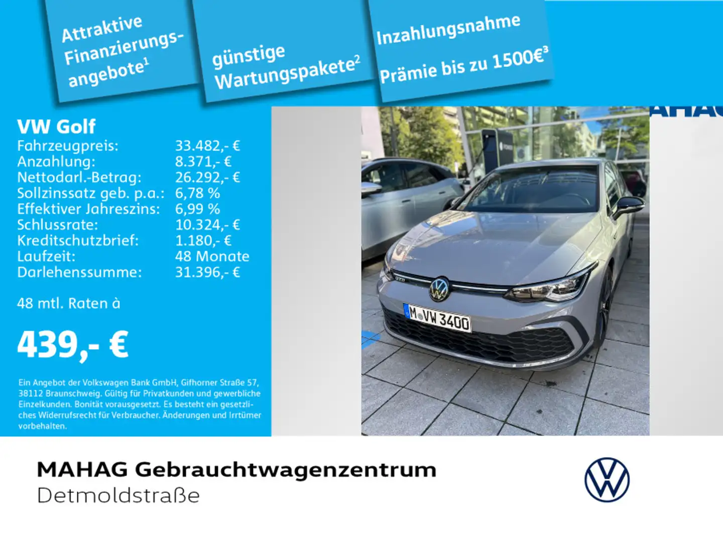 Volkswagen Golf VIII GTD 2.0 TDI BlackStyle Navi IQ.LIGHT 1 Grau - 1
