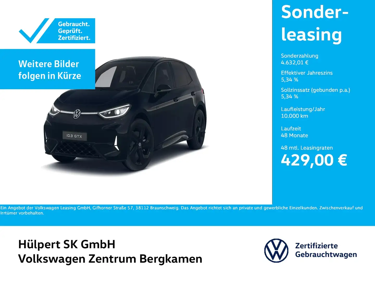 Volkswagen ID.3 GTX PERFORMANCE WÄRMEPUMPE 360°CAM ACC LM20 Schwarz - 1
