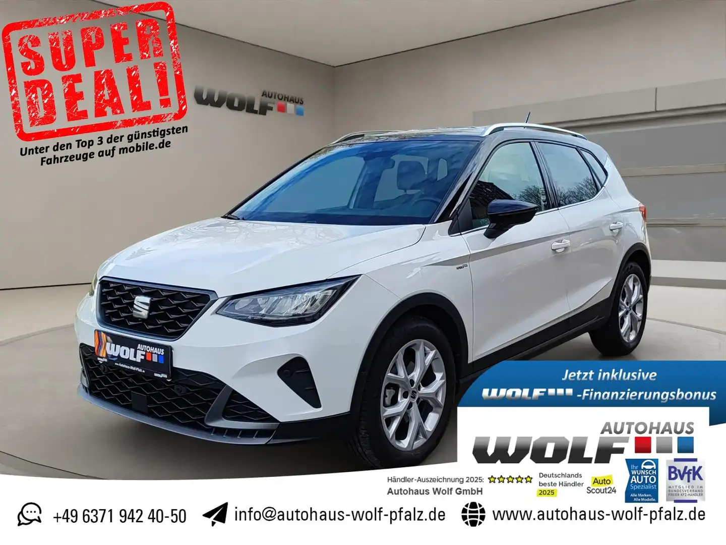 SEAT Arona 1.0 TSI FR ACC~Light Assist~BlindSpot~KESSY~VZE~Vi Weiß - 1