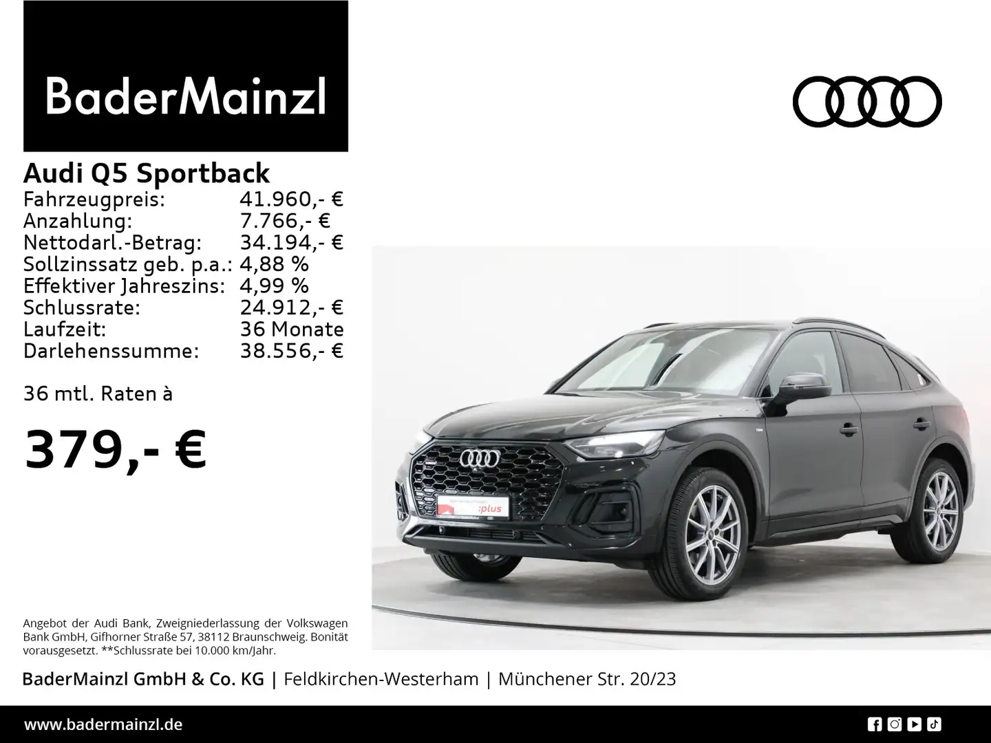 Audi Q5 45 TFSI quattro S line Pano Kamera Schwarz - 1