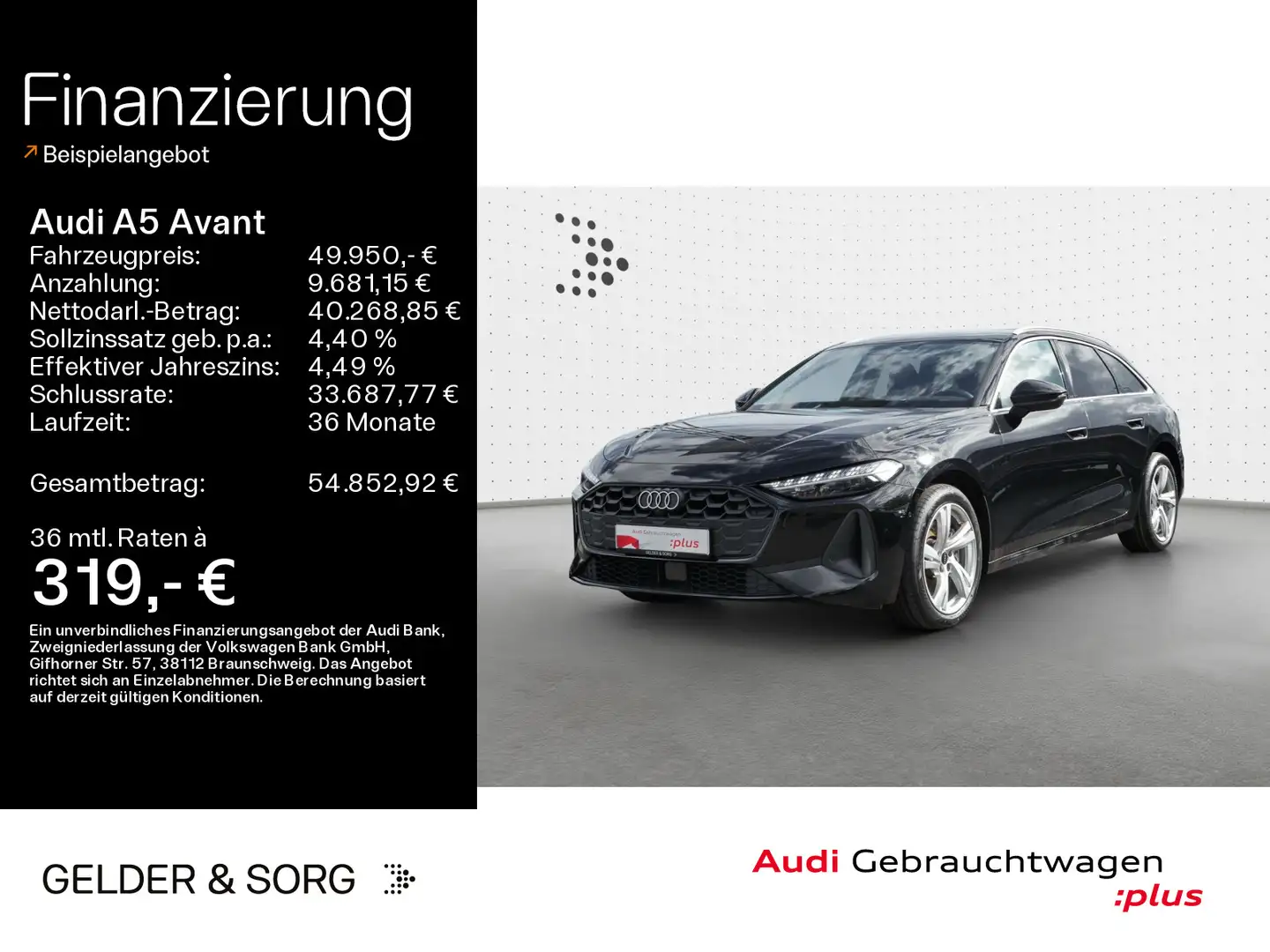 Audi A5 40 TDI RFK*LED*Virtual*B&O*HuD*Navi Schwarz - 1