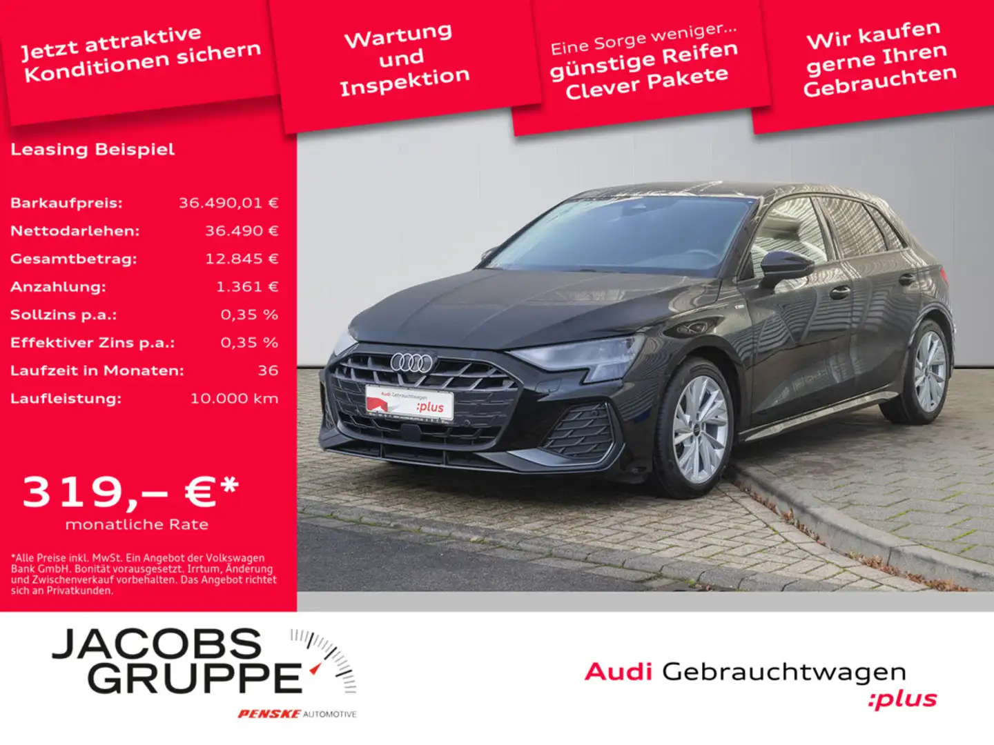 Audi A3 Sportback 35 TDI S line ACC*LED*NAVI*RFK Schwarz - 1