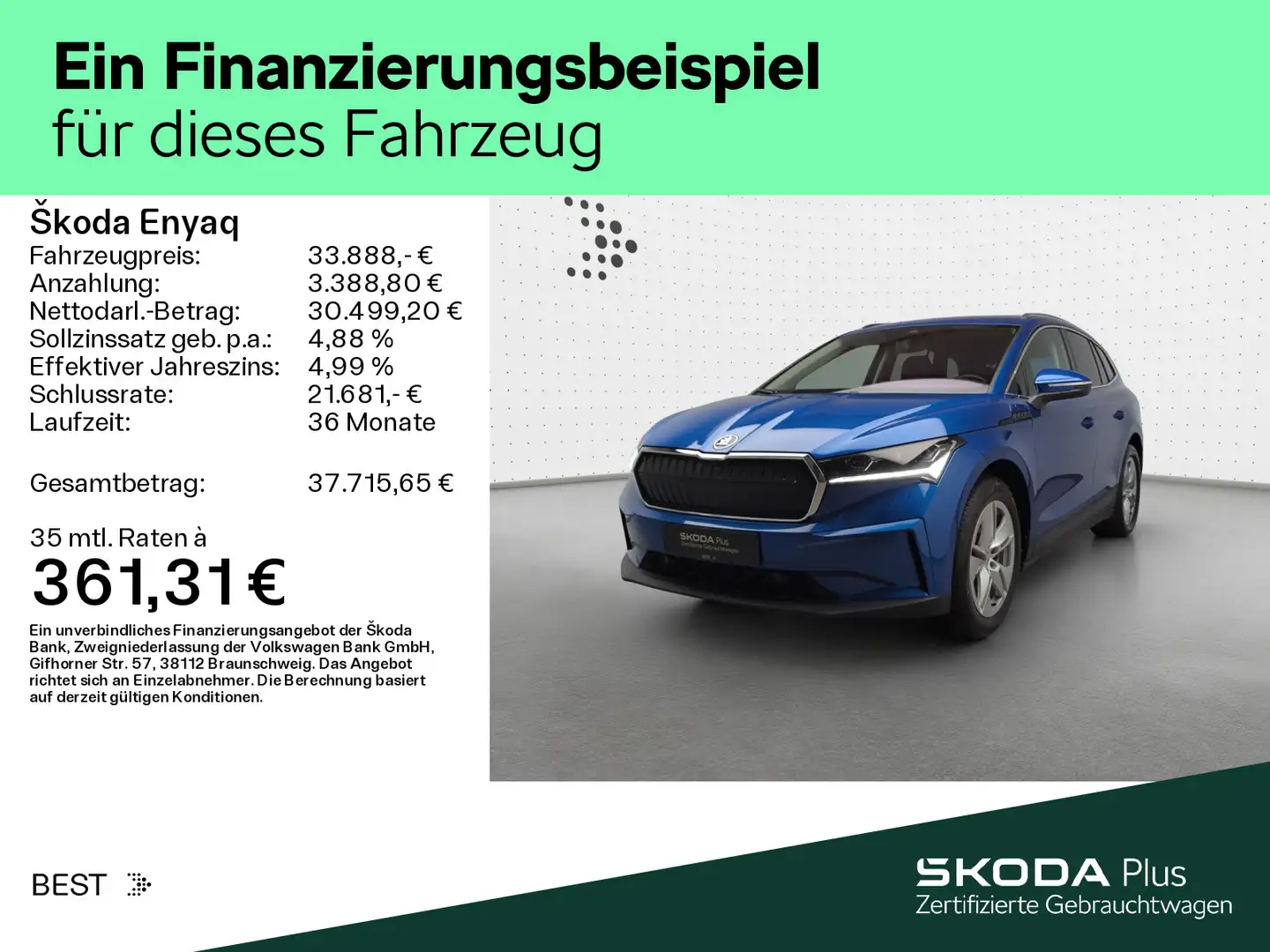 Skoda Enyaq 80 82 KWh*NAVI*LICHT&SICHT*WÄRMEPUMPE*SUIT Blau - 2