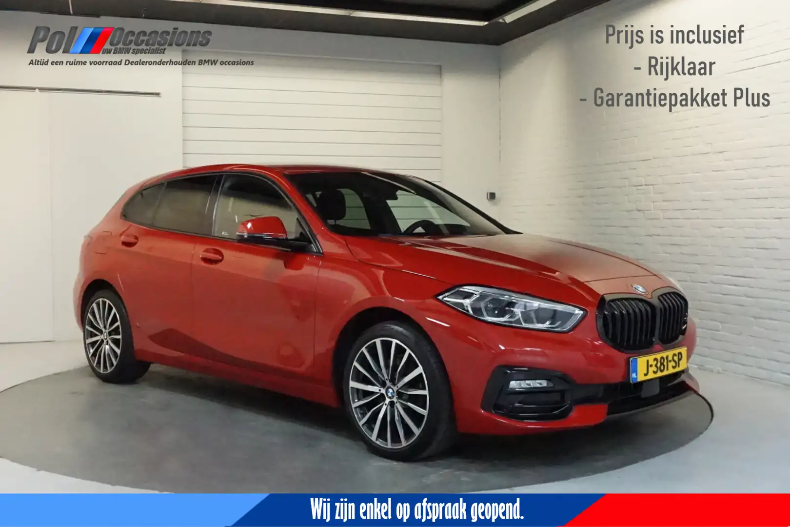BMW 118 1-serie 118i SPORTLINE | Apple Carplay | Half Lede Rood - 1