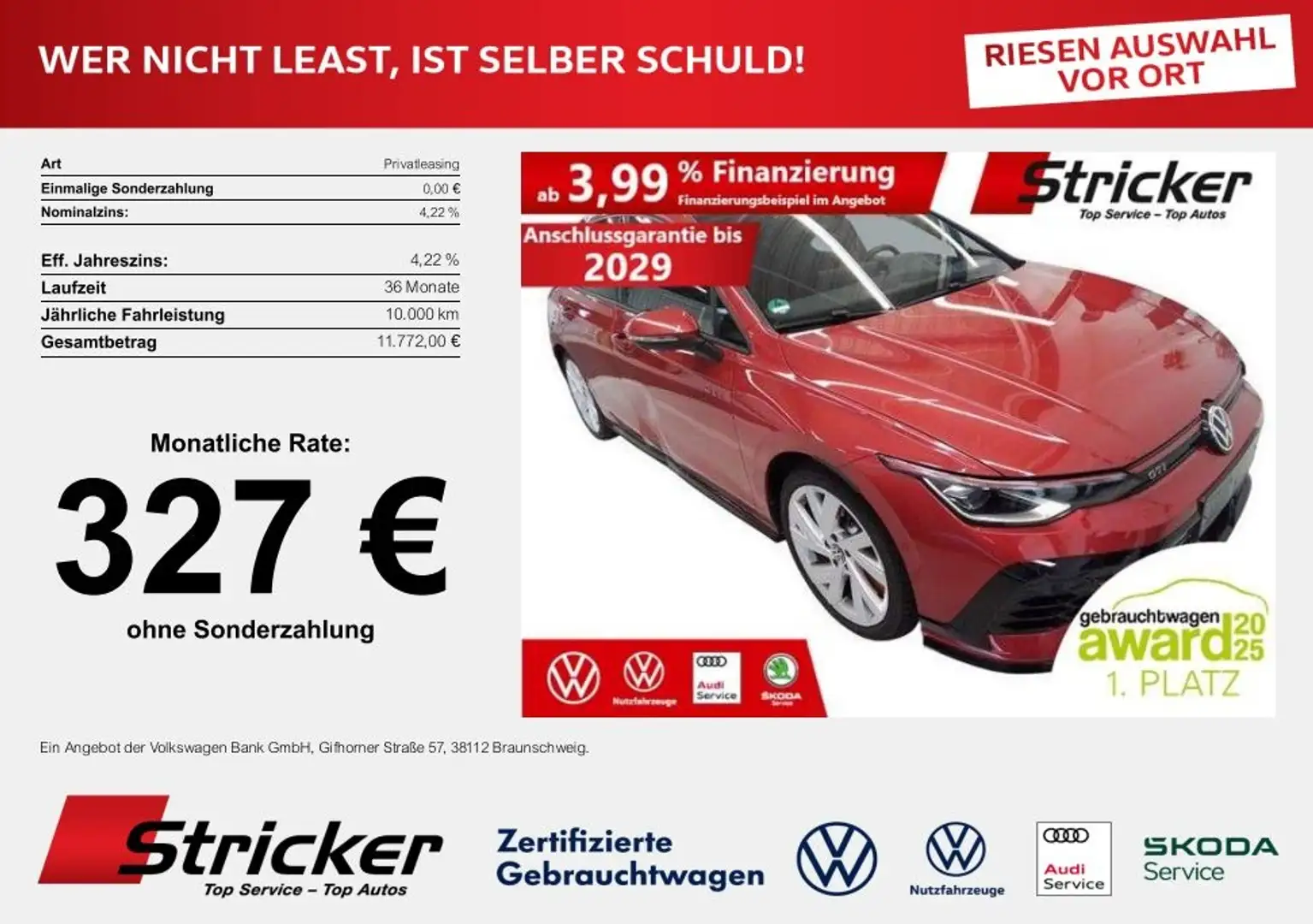 Volkswagen Golf GTI Clubsport 2.0TSI DSG 327,-ohne Anzahlung ACC Rot - 1