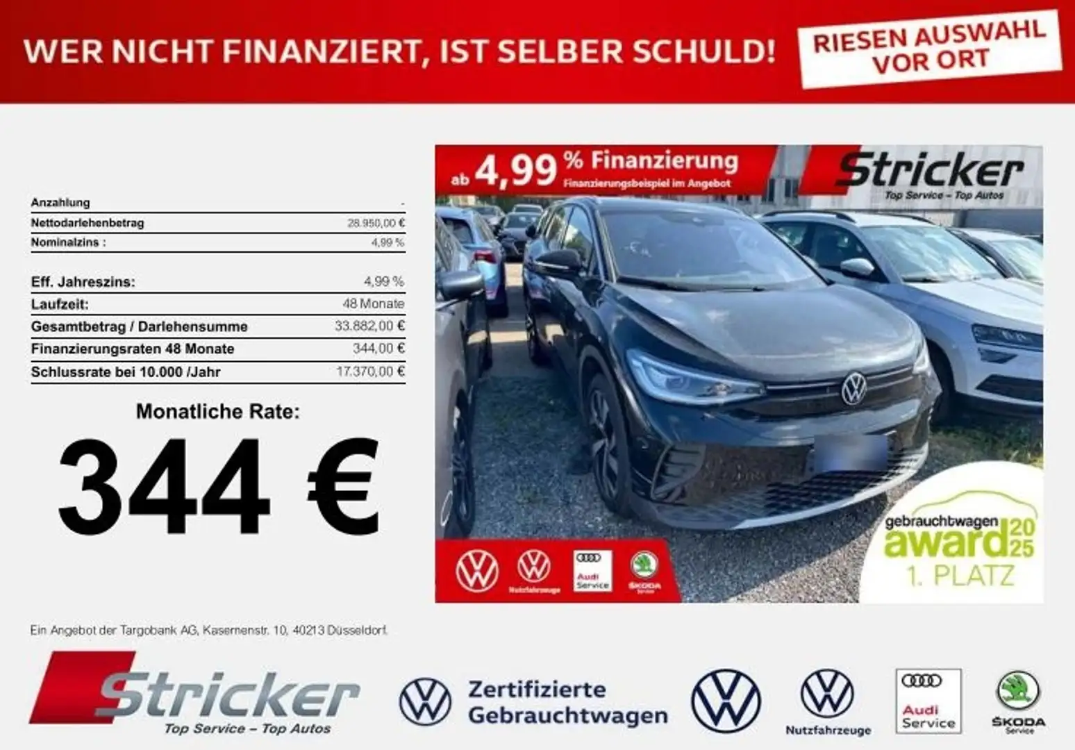 Volkswagen ID.4 Pro Performance 150/77 344,-ohne Anzahlung IQ.Lig Schwarz - 2