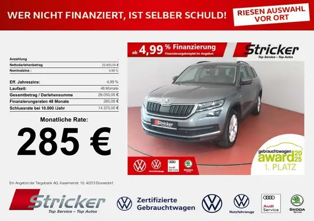 Skoda Kodiaq 1.5TSI DSG 285, ohne Anzahlung Navi Leder