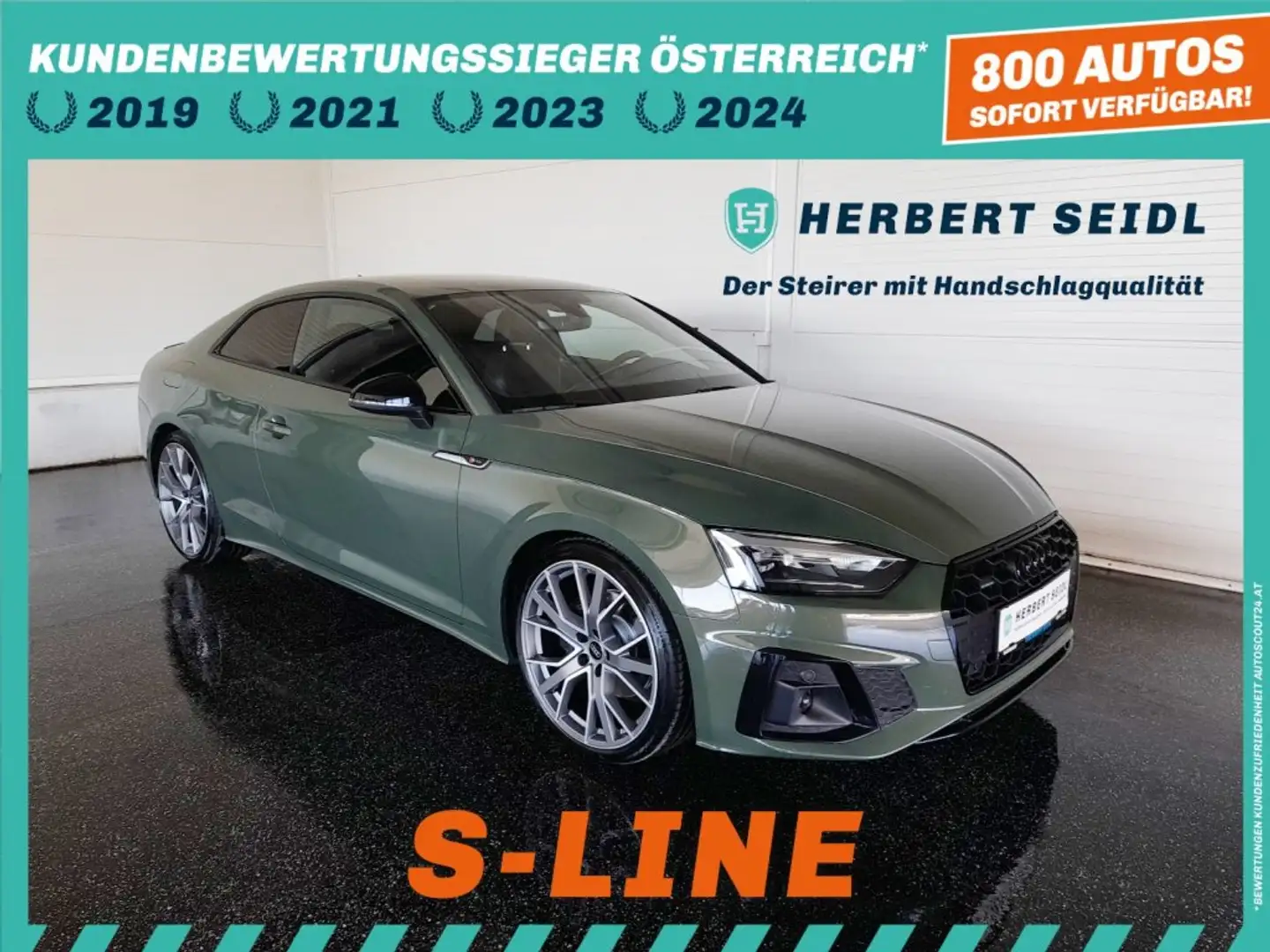 Audi A5 Coupé S-LINE COMPETITION 40 TFSI quattro S-tr. *20 ZOLL / VOLL LED / NAVI / AHV & KAMERA / TEILLEDER-SPORT / OPTIKPAKET S Grün - 1