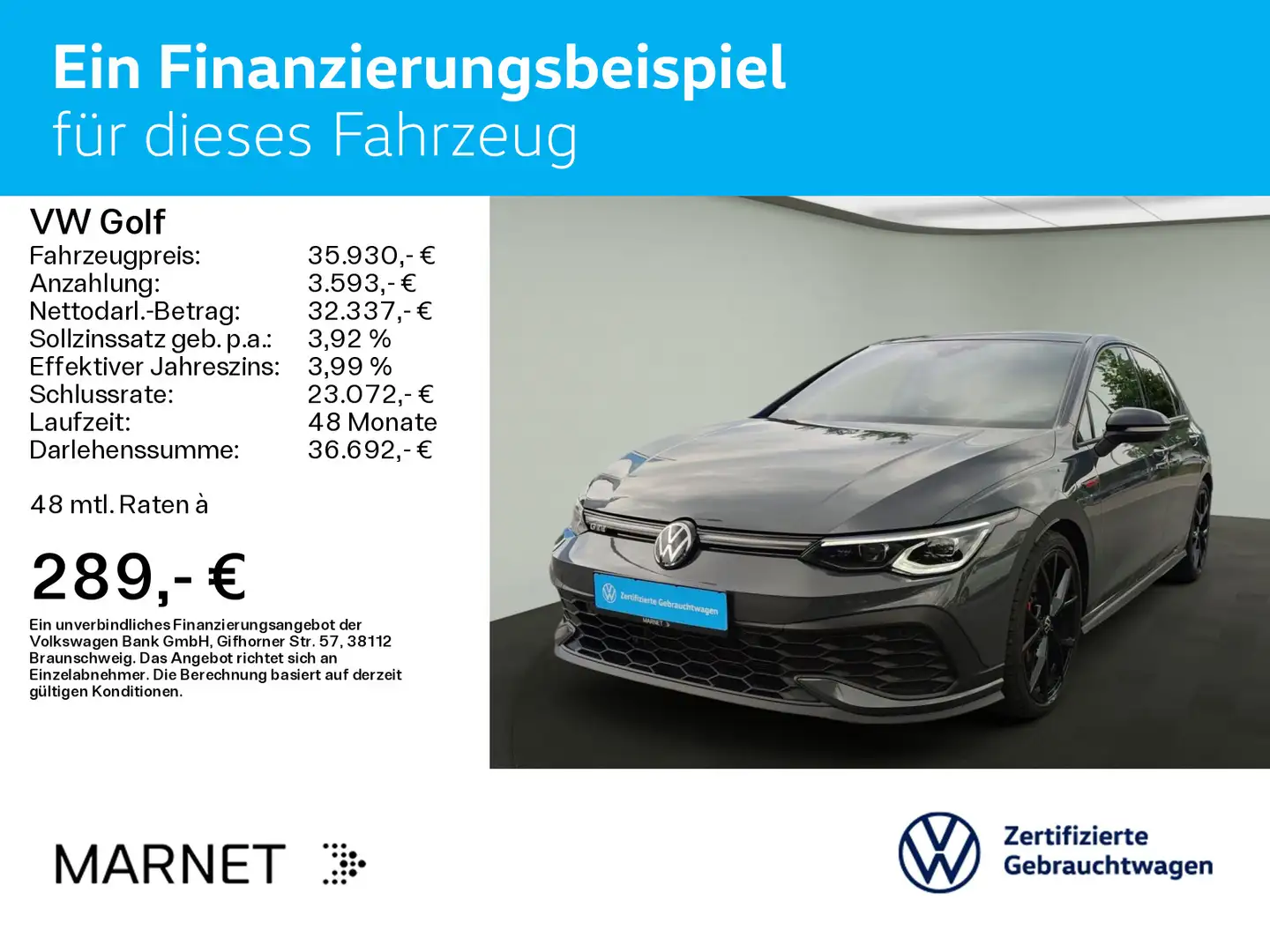 Volkswagen Golf VIII 2.0 TSI DSG GTI CLUBSPORT*BLACK-STYLE* Grau - 2