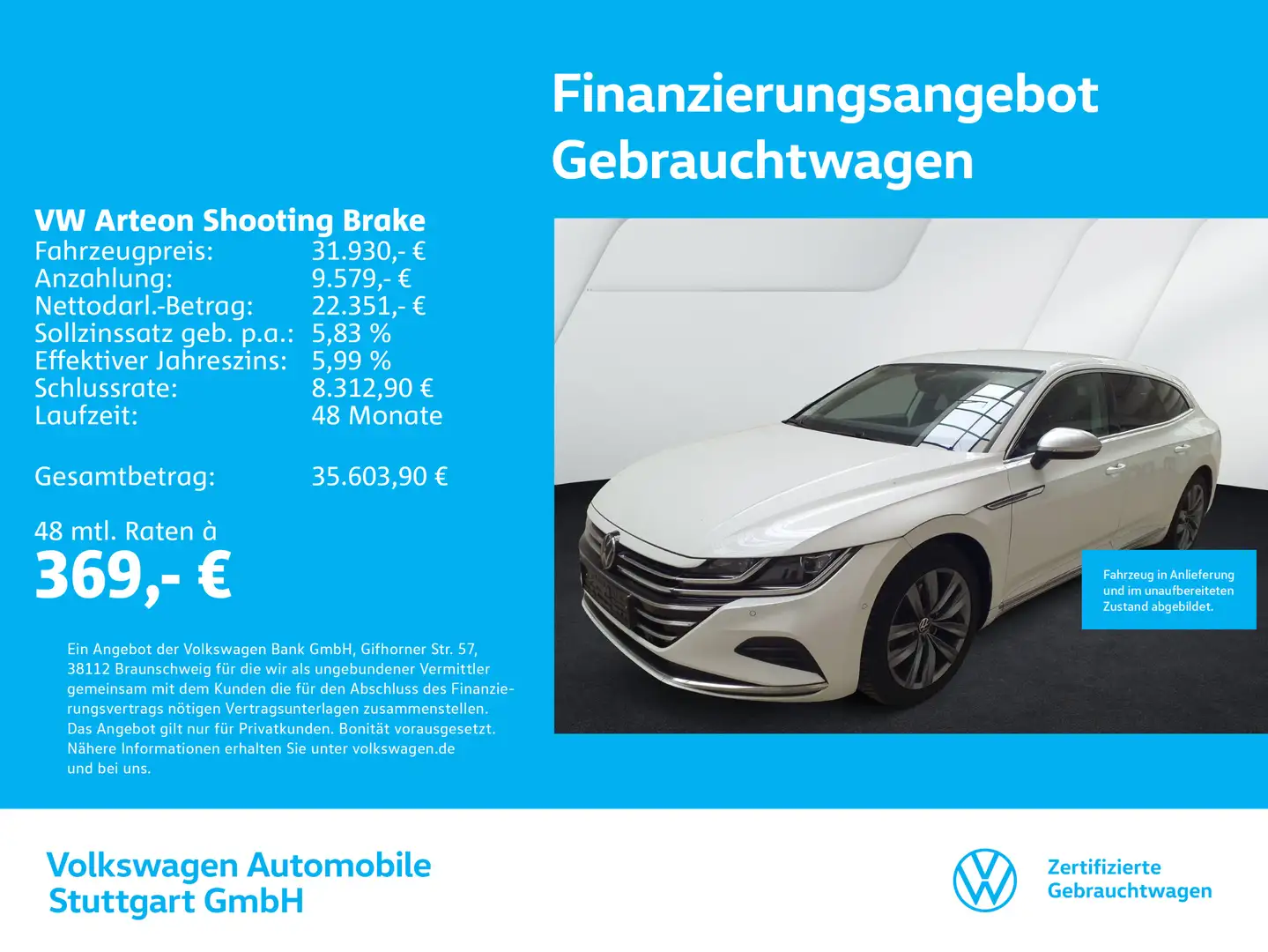 Volkswagen Arteon Elegance 2.0 TSI DSG Navi Weiß - 1