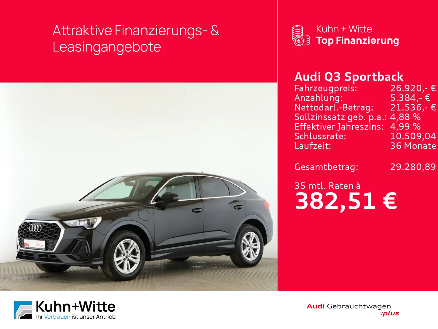 Audi Q3 45 TFSIe *HYBRID*AHK*LED*PDC*MMI-Pl Negro - 1