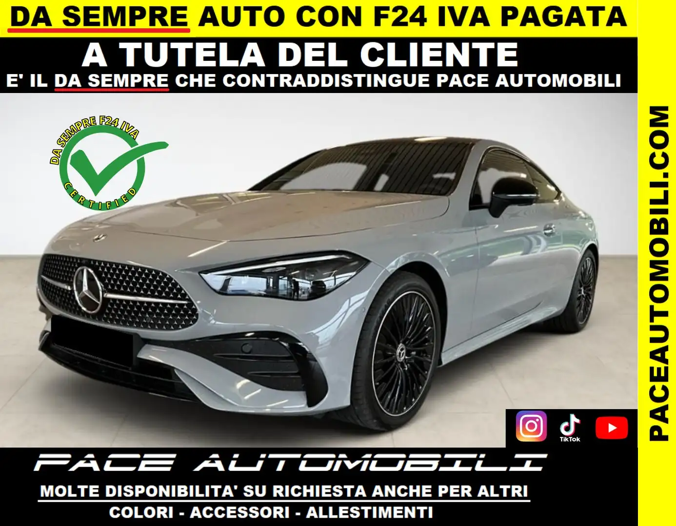 Mercedes-Benz CLE 220 COUPE D PREMIUM AMG NIGHT PACK TETTO KAMERA 360 Grigio - 1