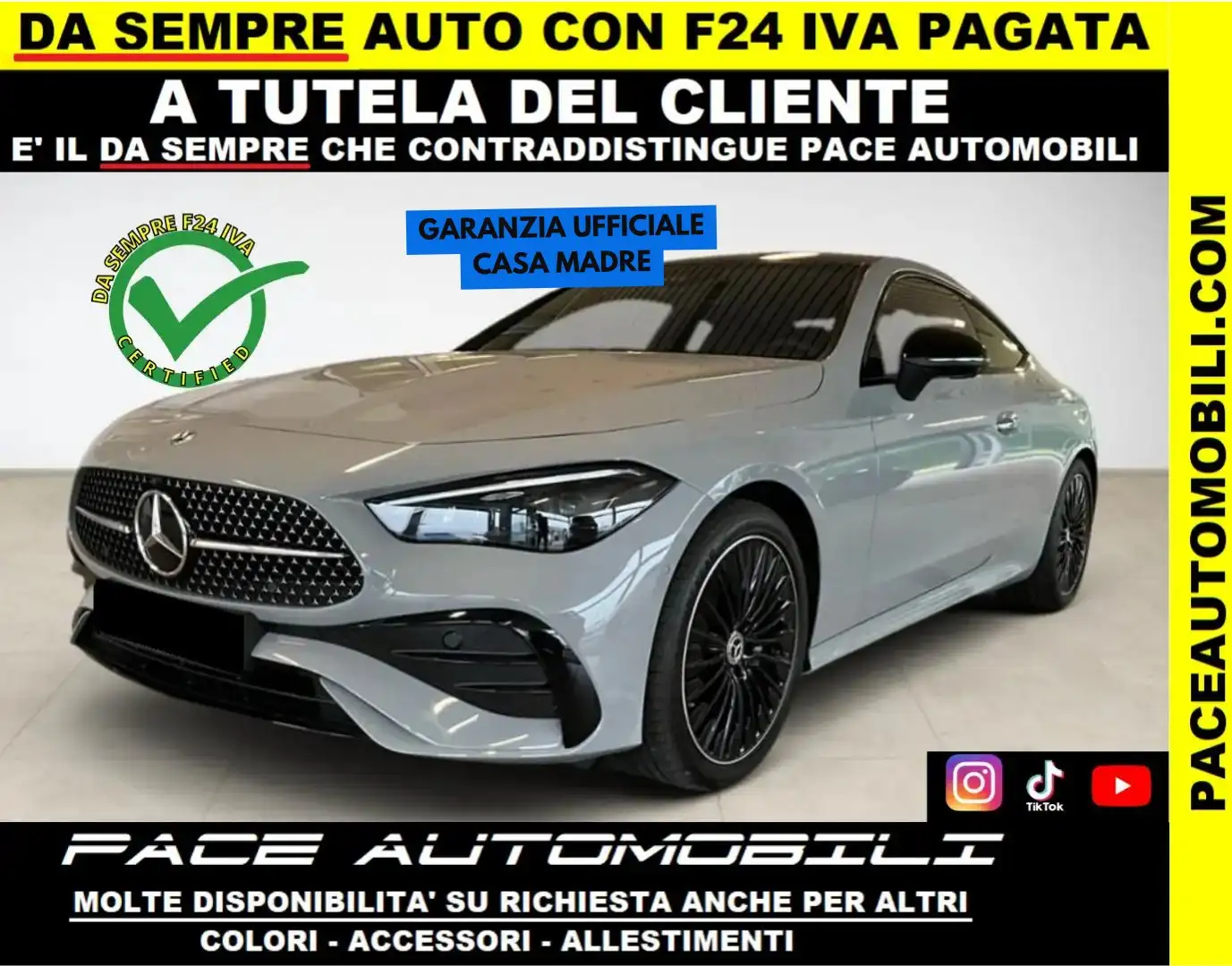Mercedes-Benz CLE 220 COUPE D PREMIUM AMG NIGHT PACK TETTO KAMERA 360 Grigio - 1