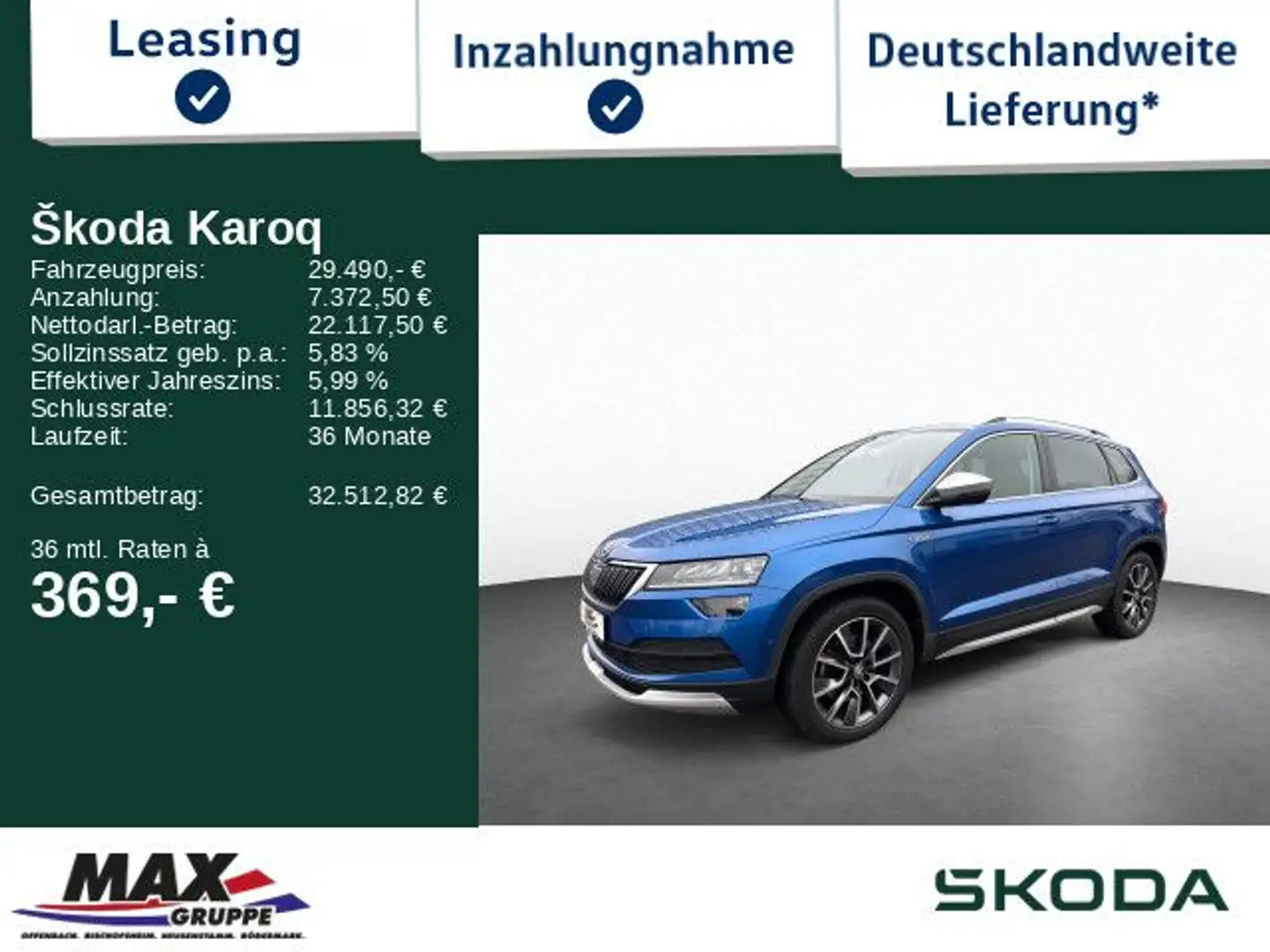 Skoda Karoq Scout 2.0TDI 4x4 PANO*AHK*STHZG*KAM* Blau - 1