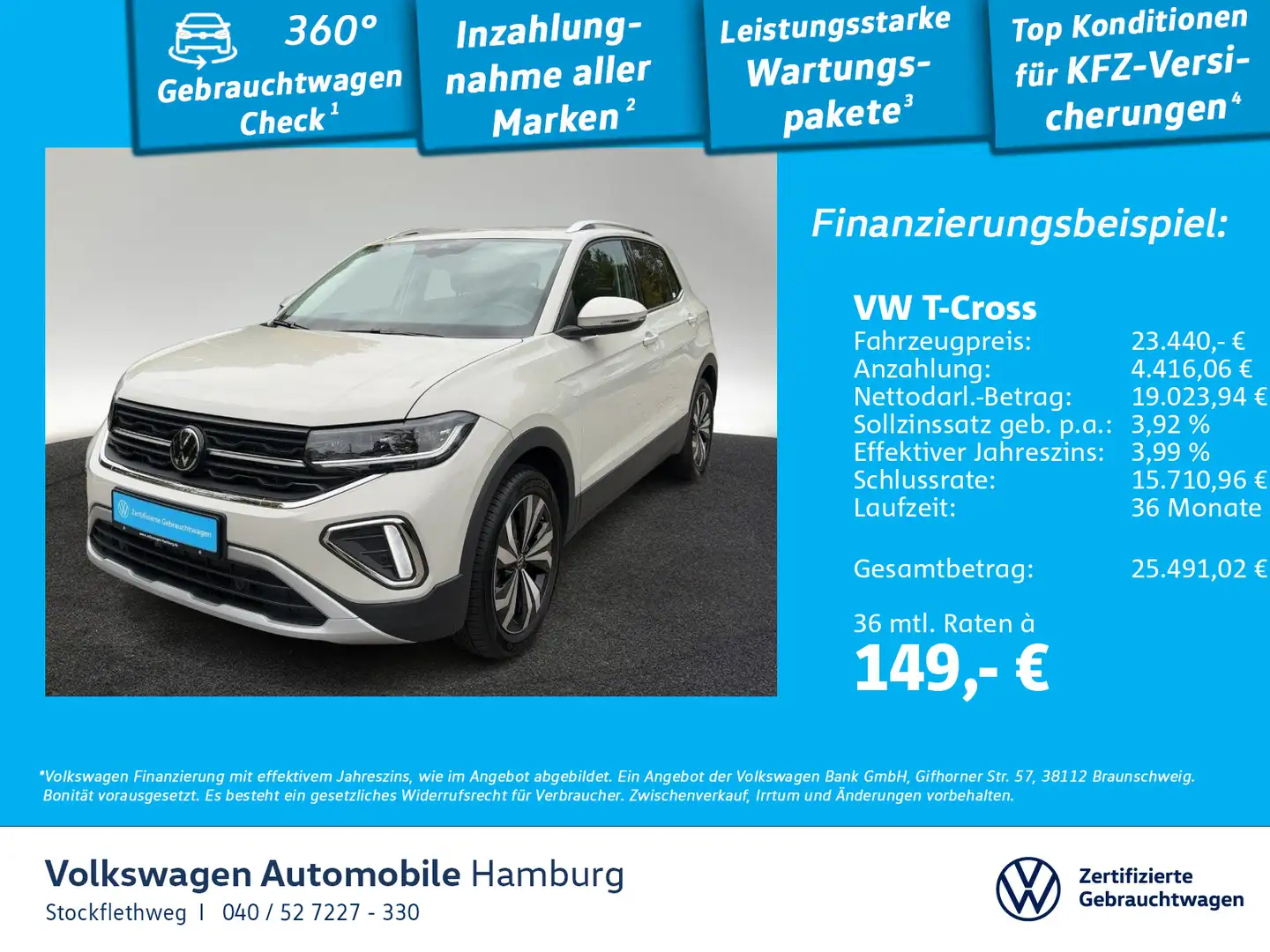 Volkswagen T-Cross 1.0 TSI Style Nav Kamera Sitzhzg CarPlay Grau - 1