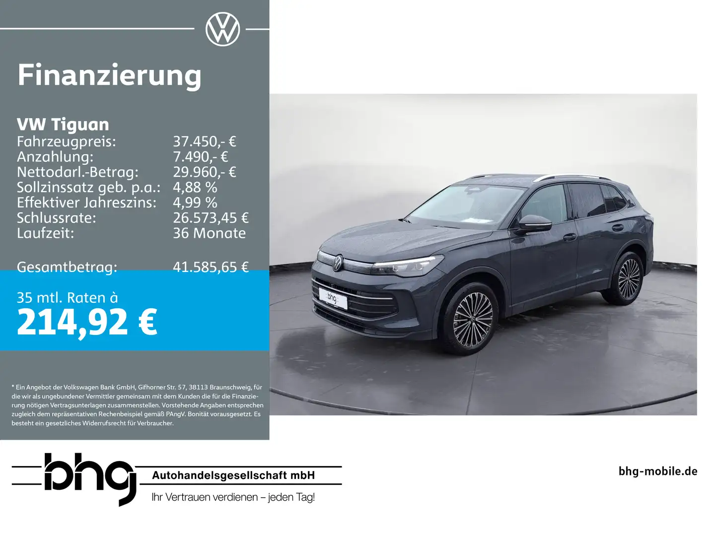 Volkswagen Tiguan 2.0 TDI SCR DSG Life *AHK*ACC*NAVI* Grau - 1