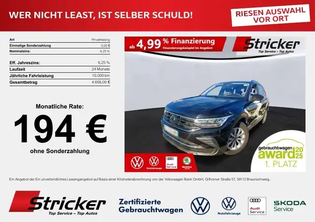 Volkswagen Tiguan Life 2.0TDI DSG 194, ohne Anzahlung Navi ACC Kame