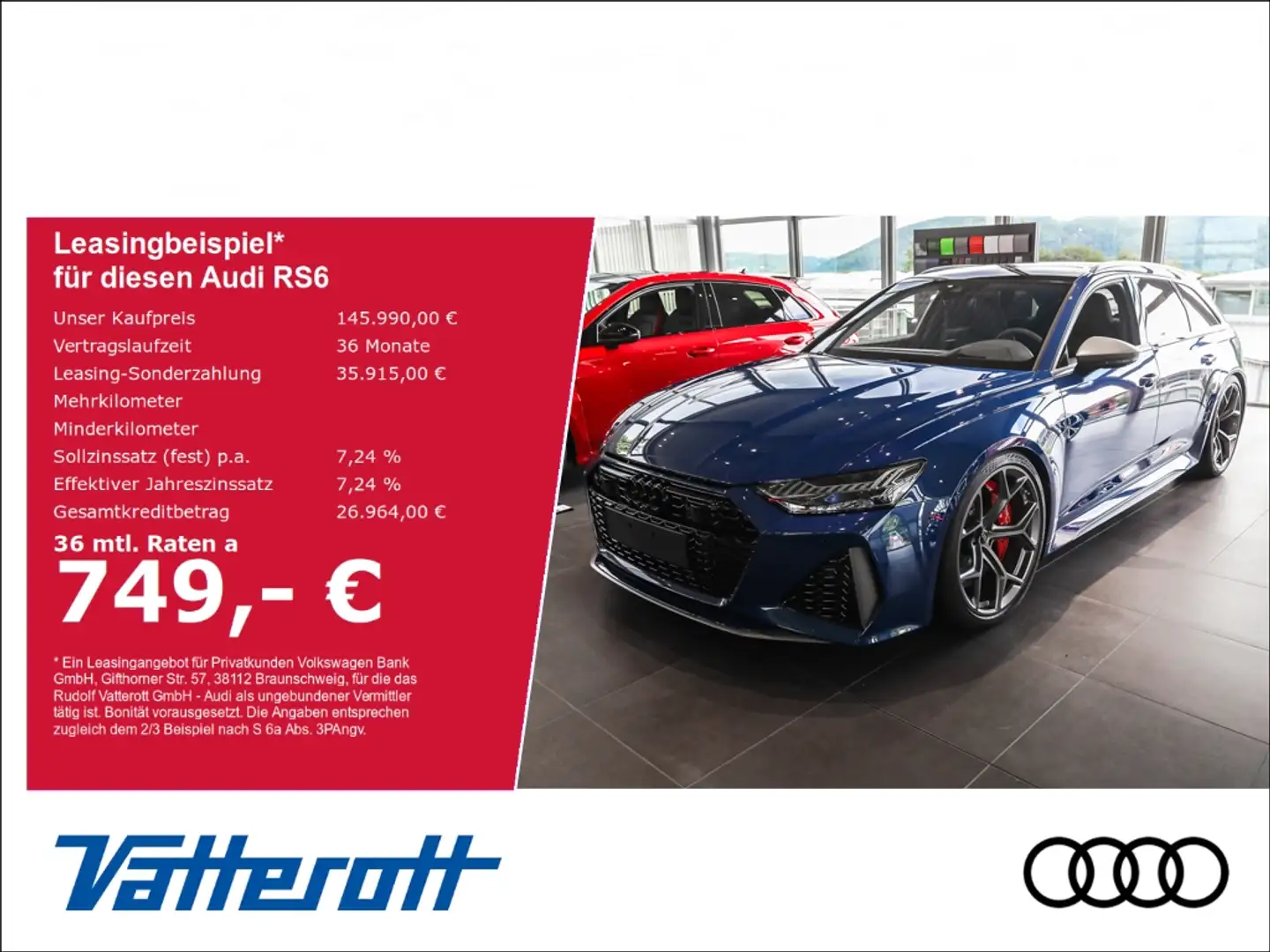 Audi RS6 Avant performance AHK Pano Keramik B&O Laser Bleu - 1