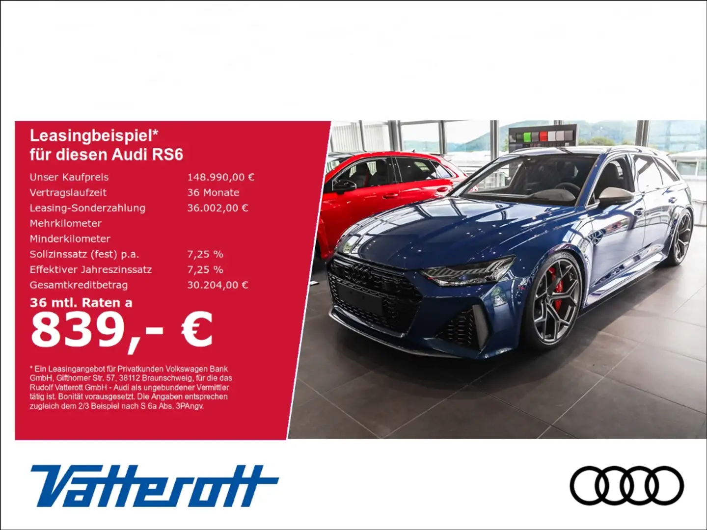 Audi RS6 Avant performance AHK Pano Keramik B&O Laser Blau - 1