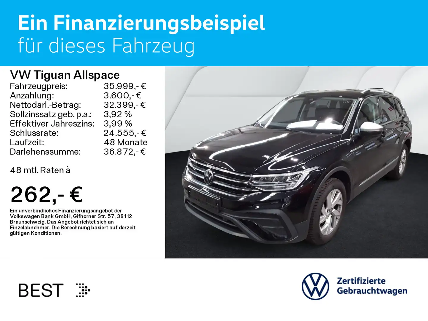 Volkswagen Tiguan Allspace 2.0 TDI DSG LIFE*7-SITZER*LED*AH Schwarz - 2