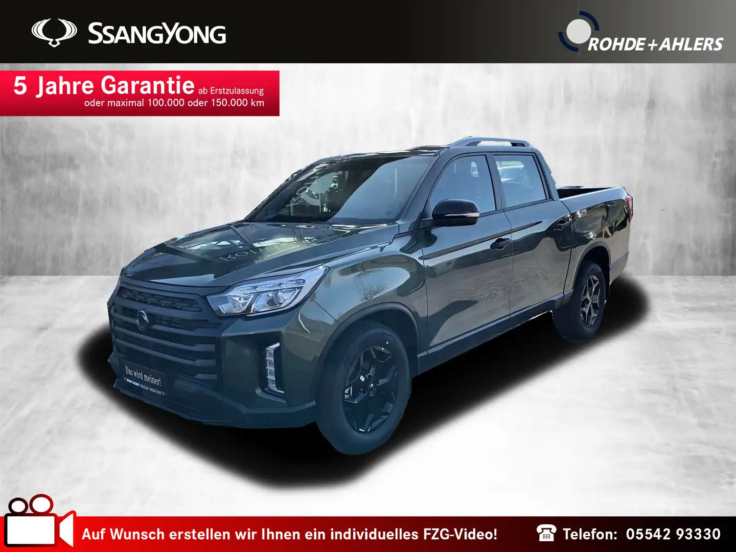 SsangYong Musso Musso Grand Blackline 2,2 4WD 18 ZOLL ALU+SD+ SHD Green - 1