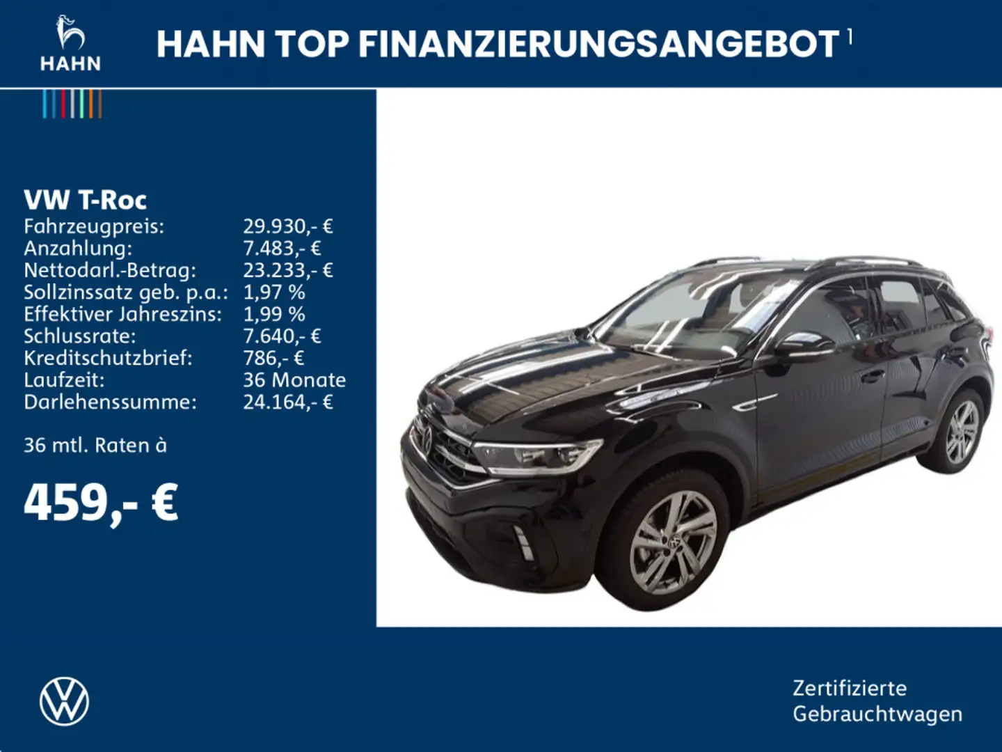 Volkswagen T-Roc 1.5TSI R-Line LED Navi AHK Virtual ACC APP Schwarz - 2
