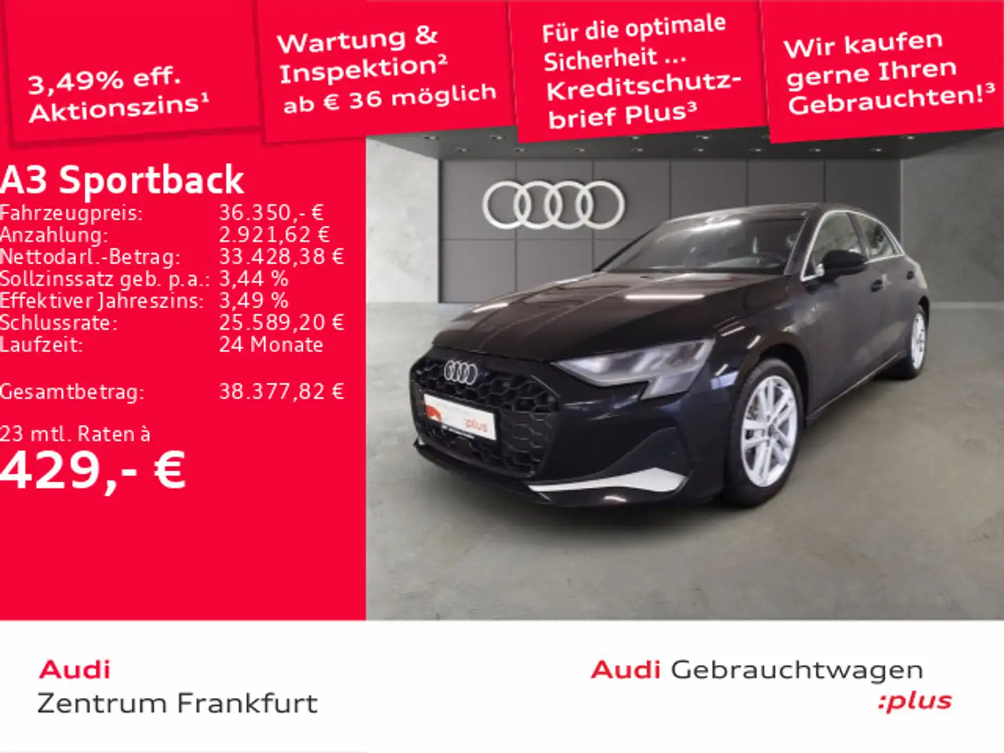 Audi A3 35 TDI S tronic advanced LED ACC DA Schwarz - 1