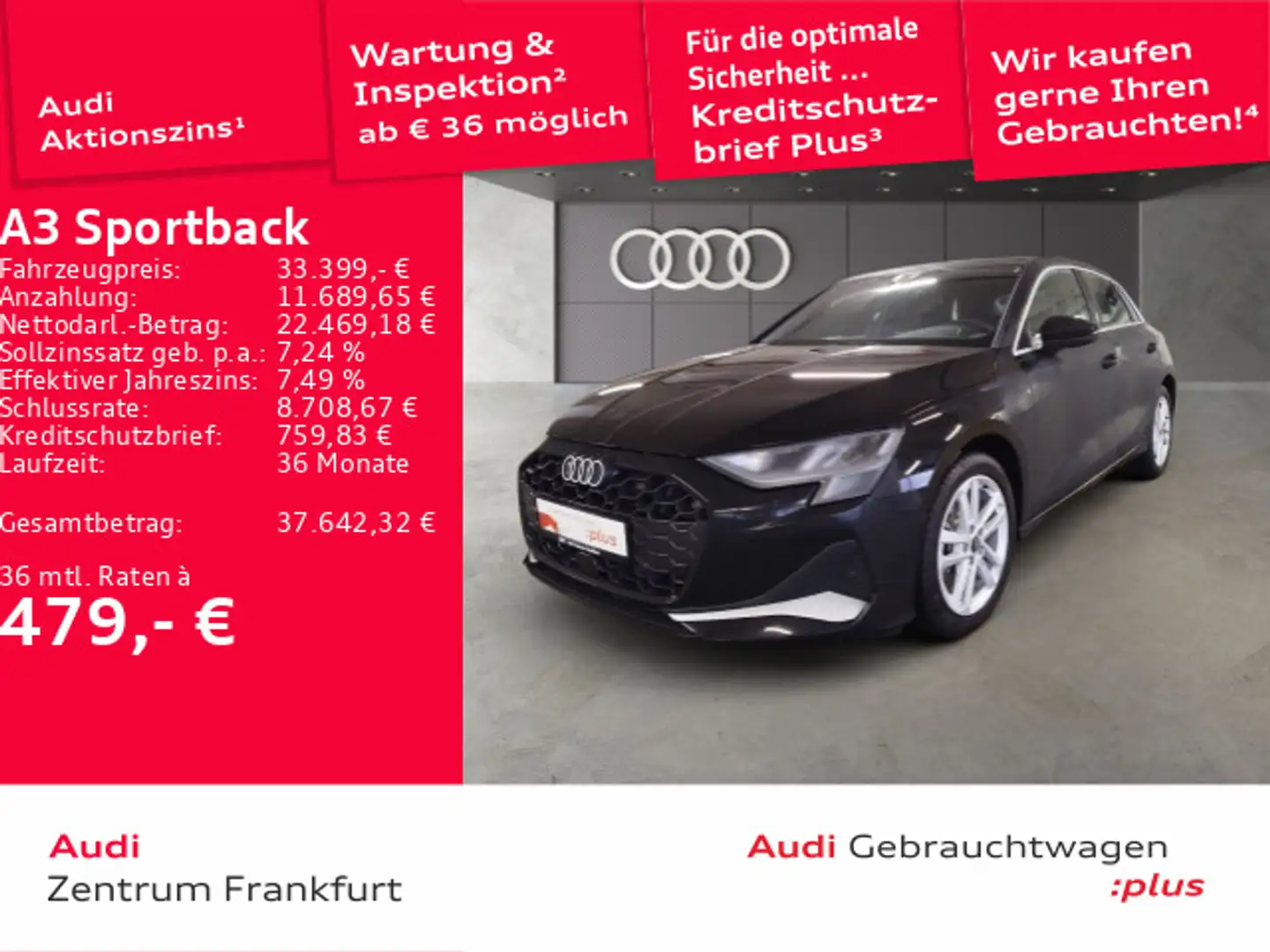 Audi A3 35 TDI S tronic advanced LED ACC DA Schwarz - 1