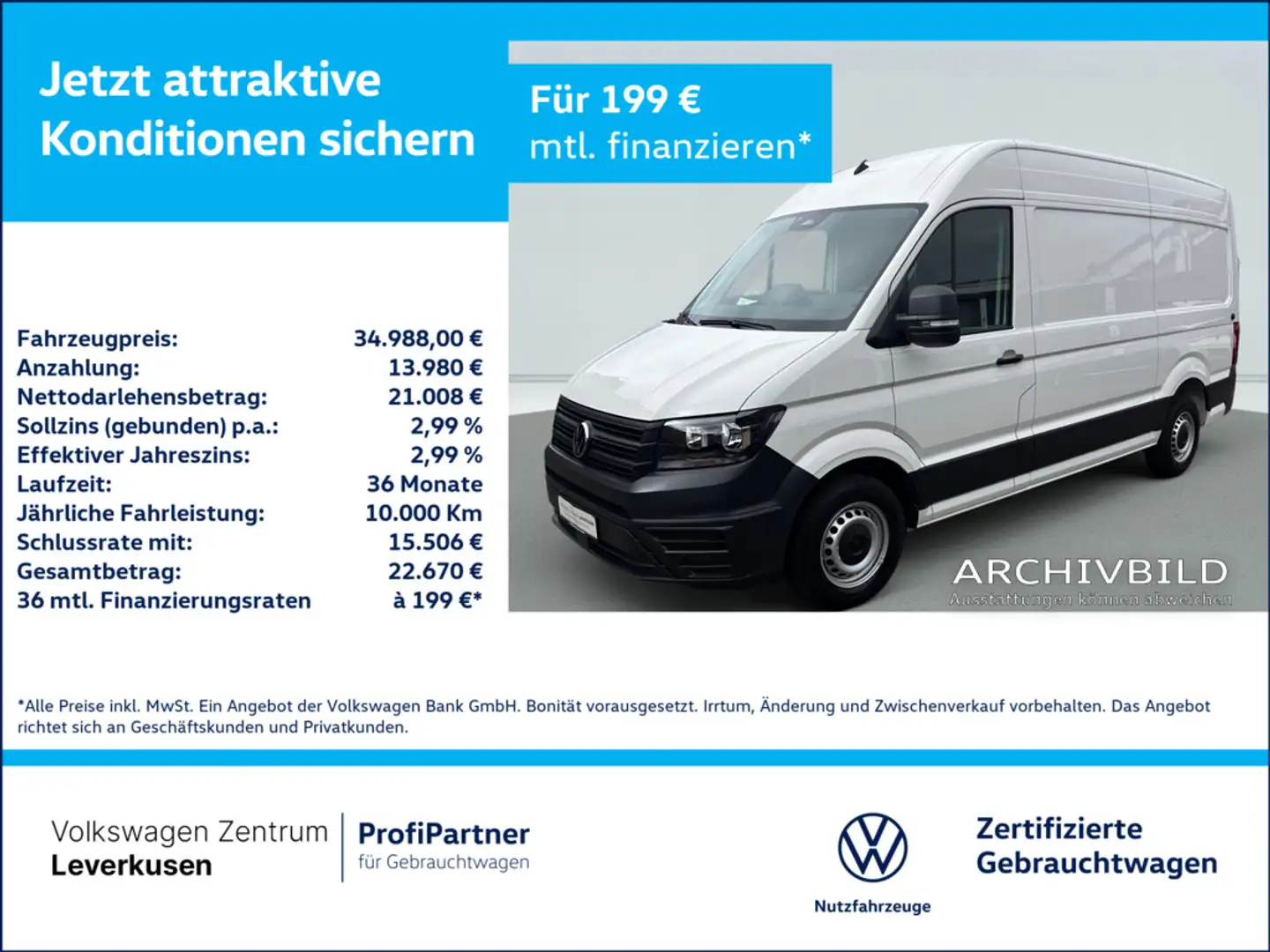 Volkswagen Crafter Kasten L2H2 VIRT KAM CARPLAY PORT NAV Weiß - 1