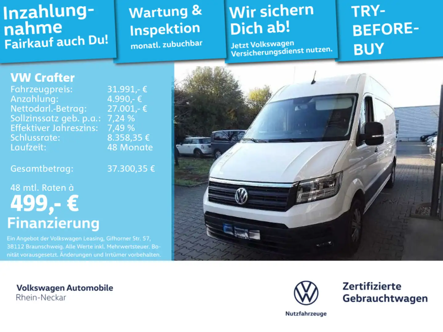 Volkswagen Crafter 35 TDI Automatik LED Kamera Hochdach mit Weiß - 1