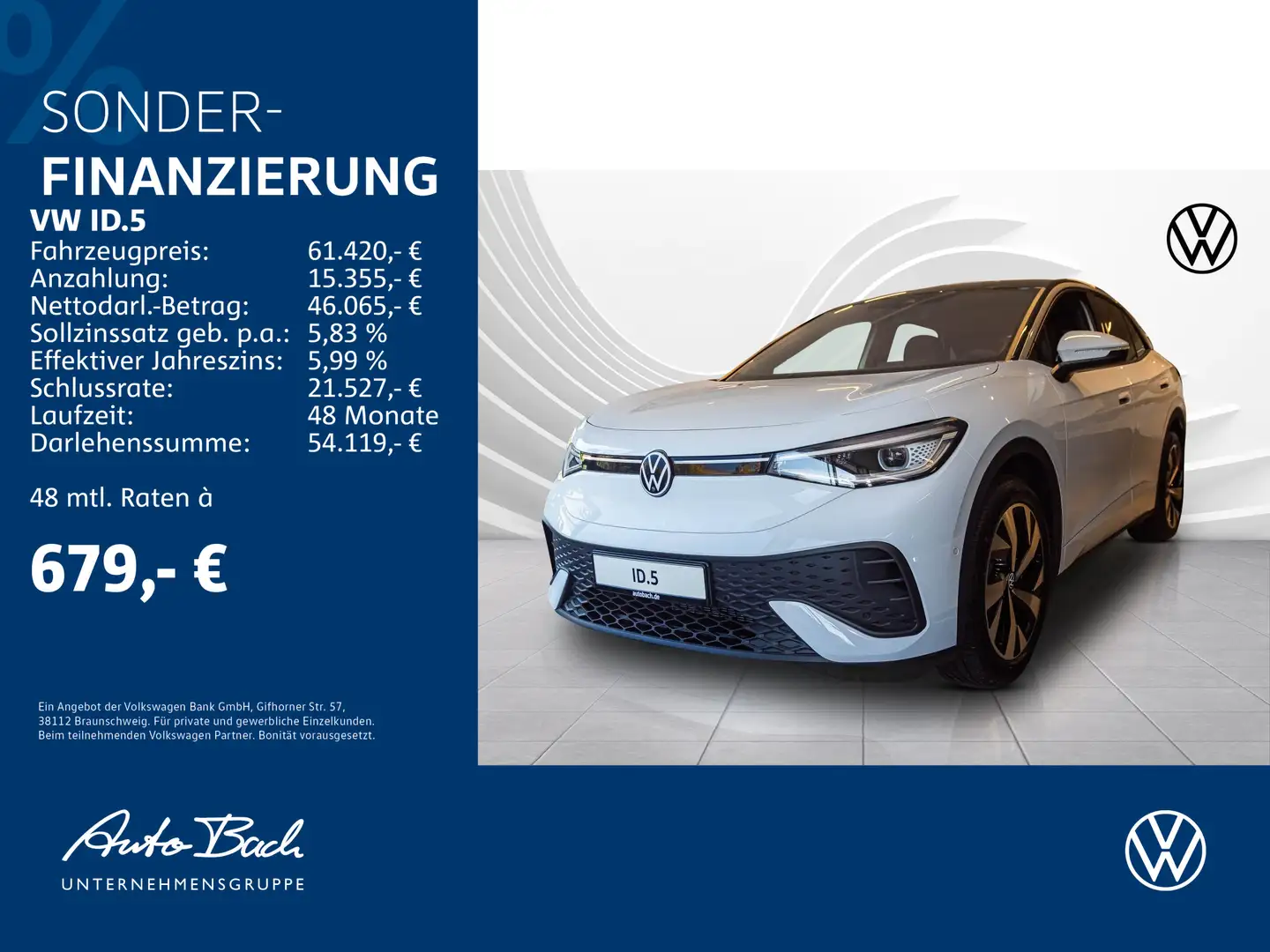 Volkswagen ID.5 Pro 210 kW (286 PS) 77 kWh 1-Gang-Automatik Weiß - 1