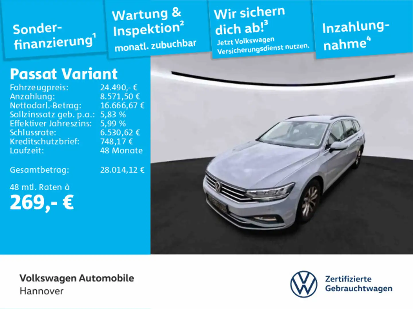 Volkswagen Passat Variant 2.0 TDI DSG Business Navi ACC LED Grau - 1