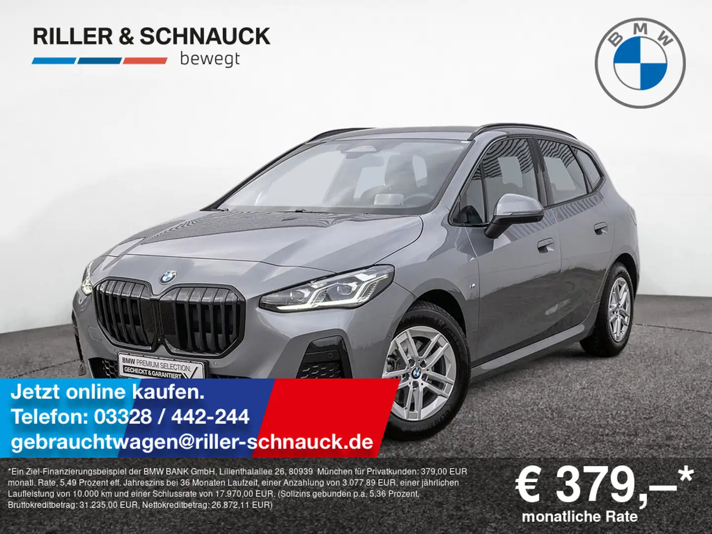 BMW 218 i Active Tourer M-Sport AHK+HUD+360°KAM+AK Gris - 1