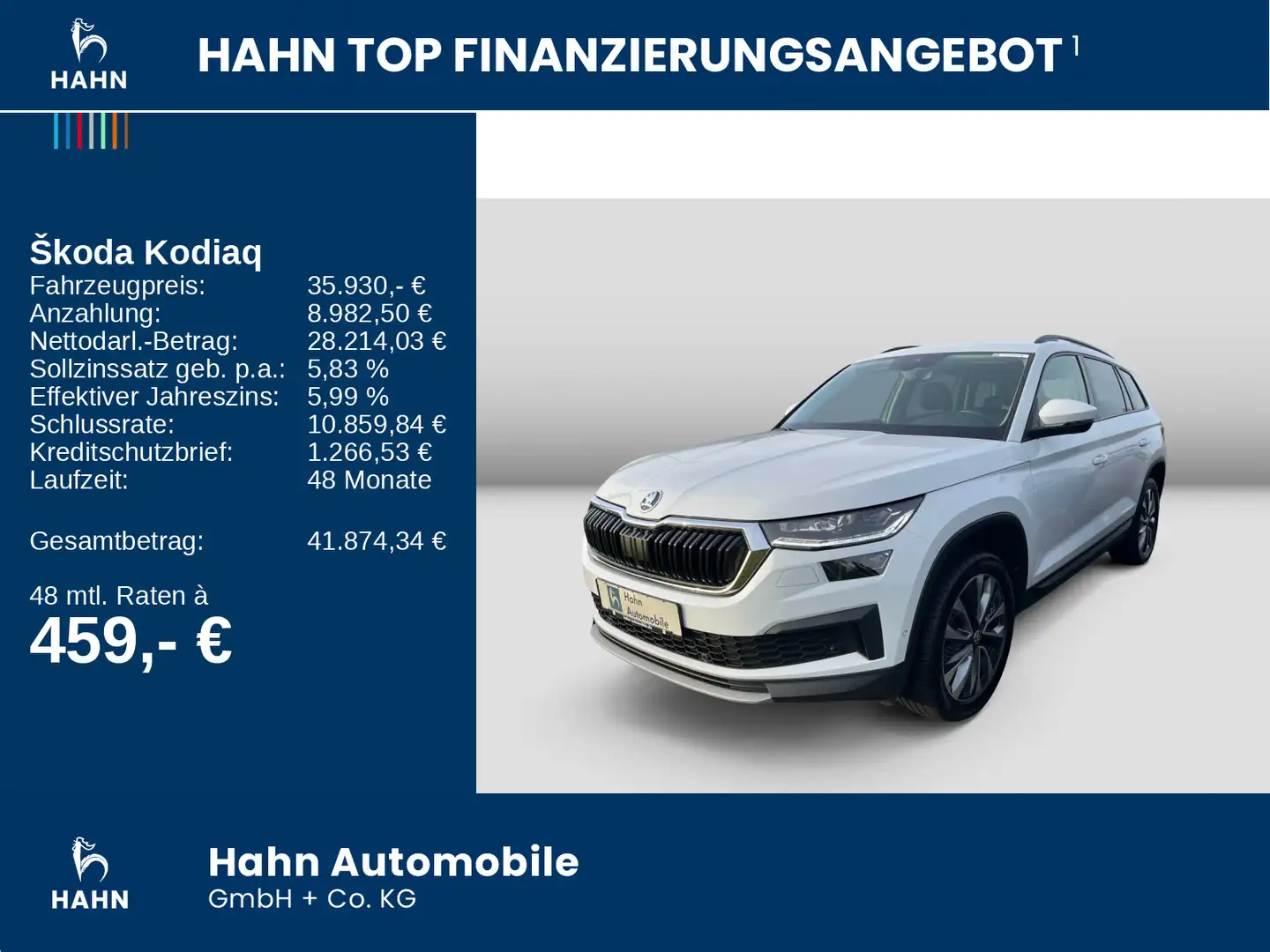 Skoda Kodiaq 2.0TDI DSG 4x4 Tour Matrix Navi AHK CAM Weiß - 2