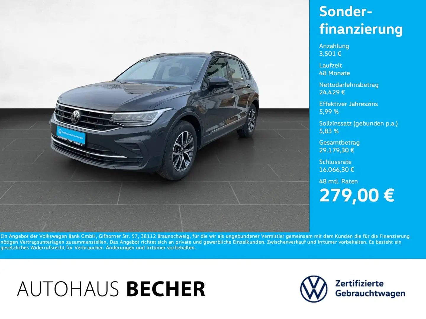 Volkswagen Tiguan Life 2.0 TDI DSG /AHK/LED/Navi/Pano Grau - 1