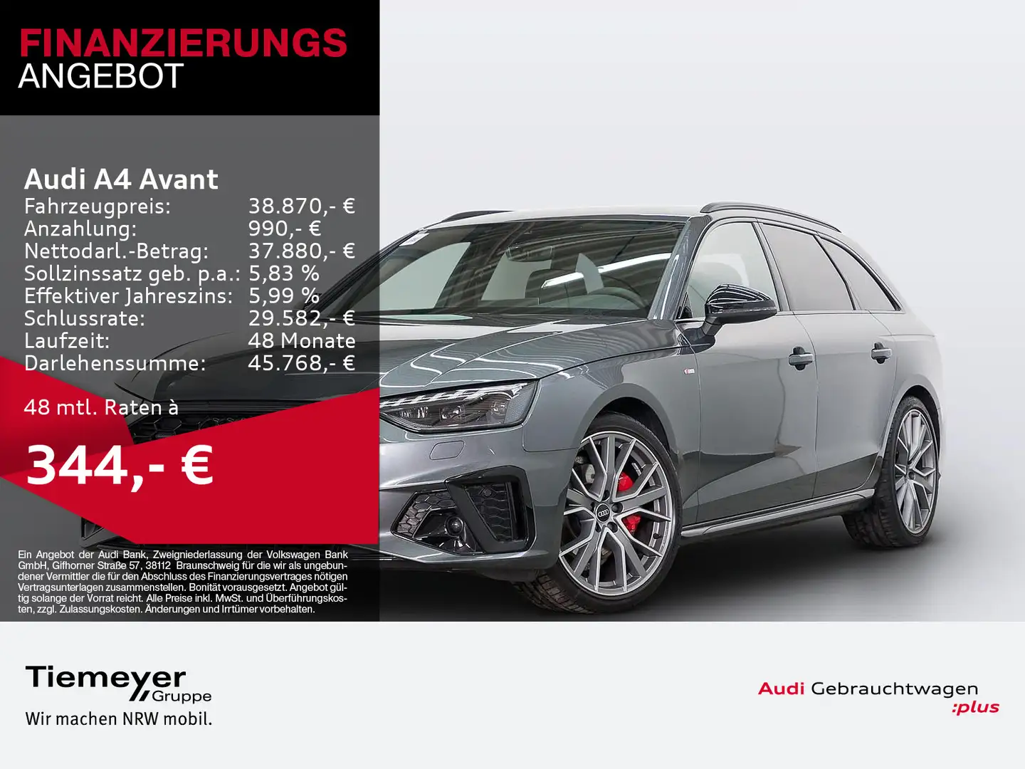 Audi A4 40 TFSI Q 2x S LINE LM19 KAMERA NAVI+ V Grau - 1