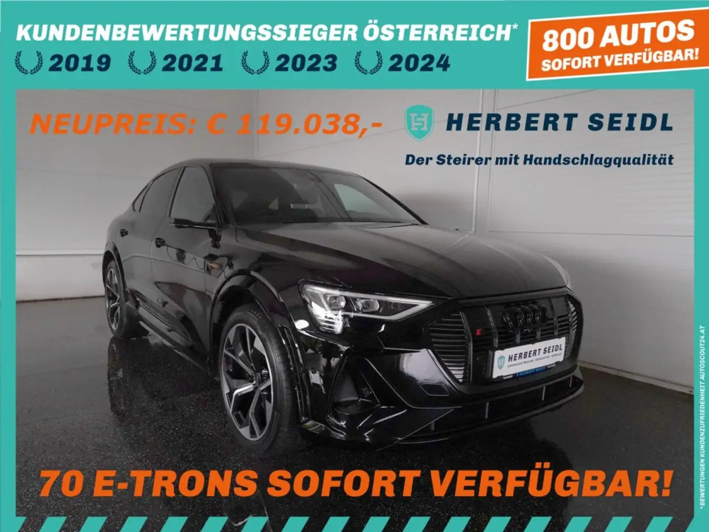 Audi e-tron "S" SB 95 QUATTRO S-LINE BLACK *NP € 119.038,- / MATRIX-LED / NACHTSICHTASSIST / HEAD-UP / ASS PAKETE TOUR & STADT* Schwarz - 1