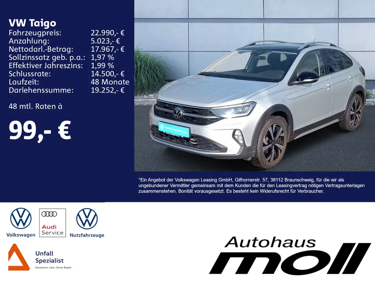 Volkswagen Taigo Style 1.0 TSI DSG,  IQ-Light, ACC Silber - 2