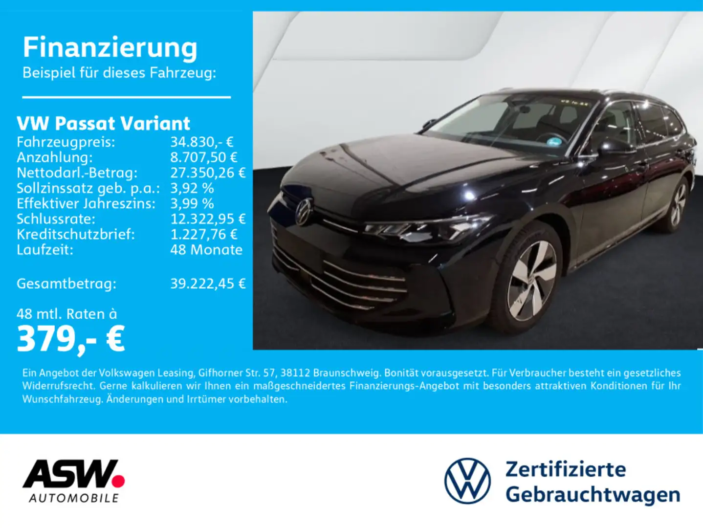 Volkswagen Passat Variant Business 2.0 TDI DSG LED RFK AHK Schwarz - 1