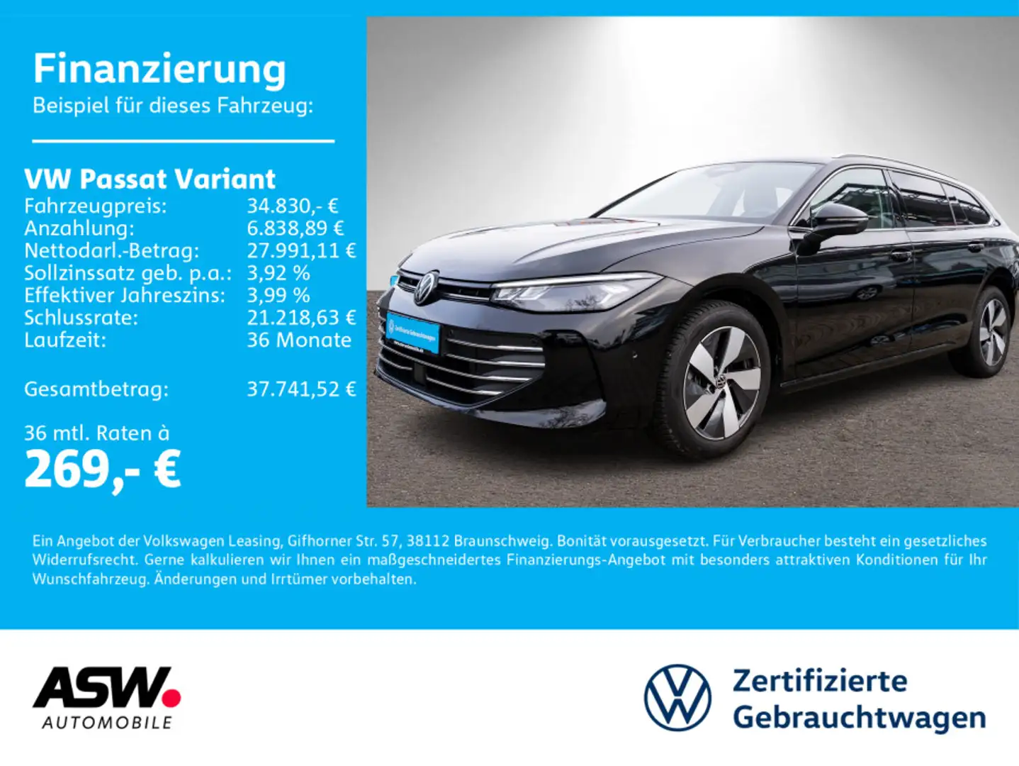 Volkswagen Passat Variant Business 2.0 TDI DSG LED RFK AHK Schwarz - 1
