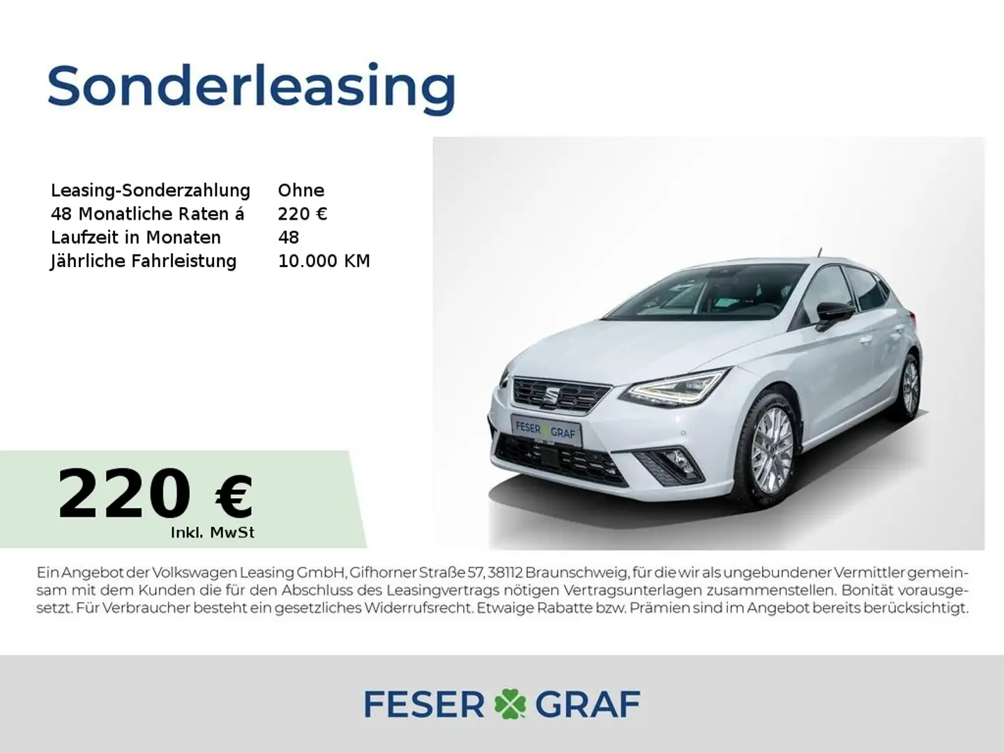 SEAT Ibiza 1.0TSI FR LINE LED/NAVI/FULL LINK/KAMERA Weiß - 1